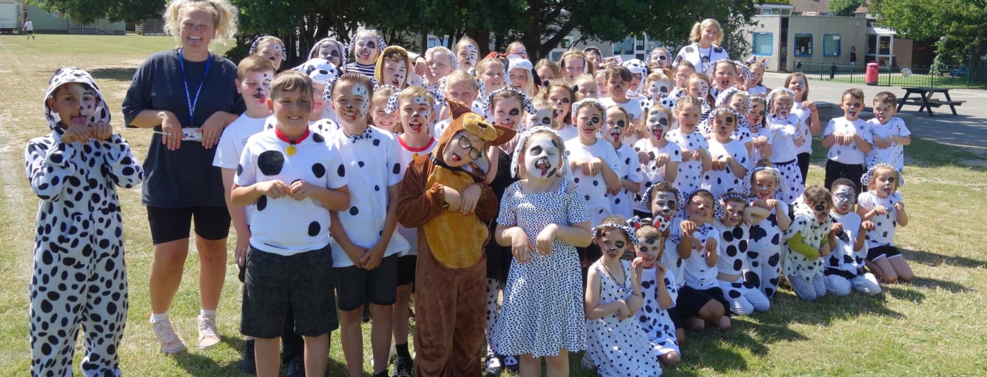 Primary school children in Dress Like a Dog Day success